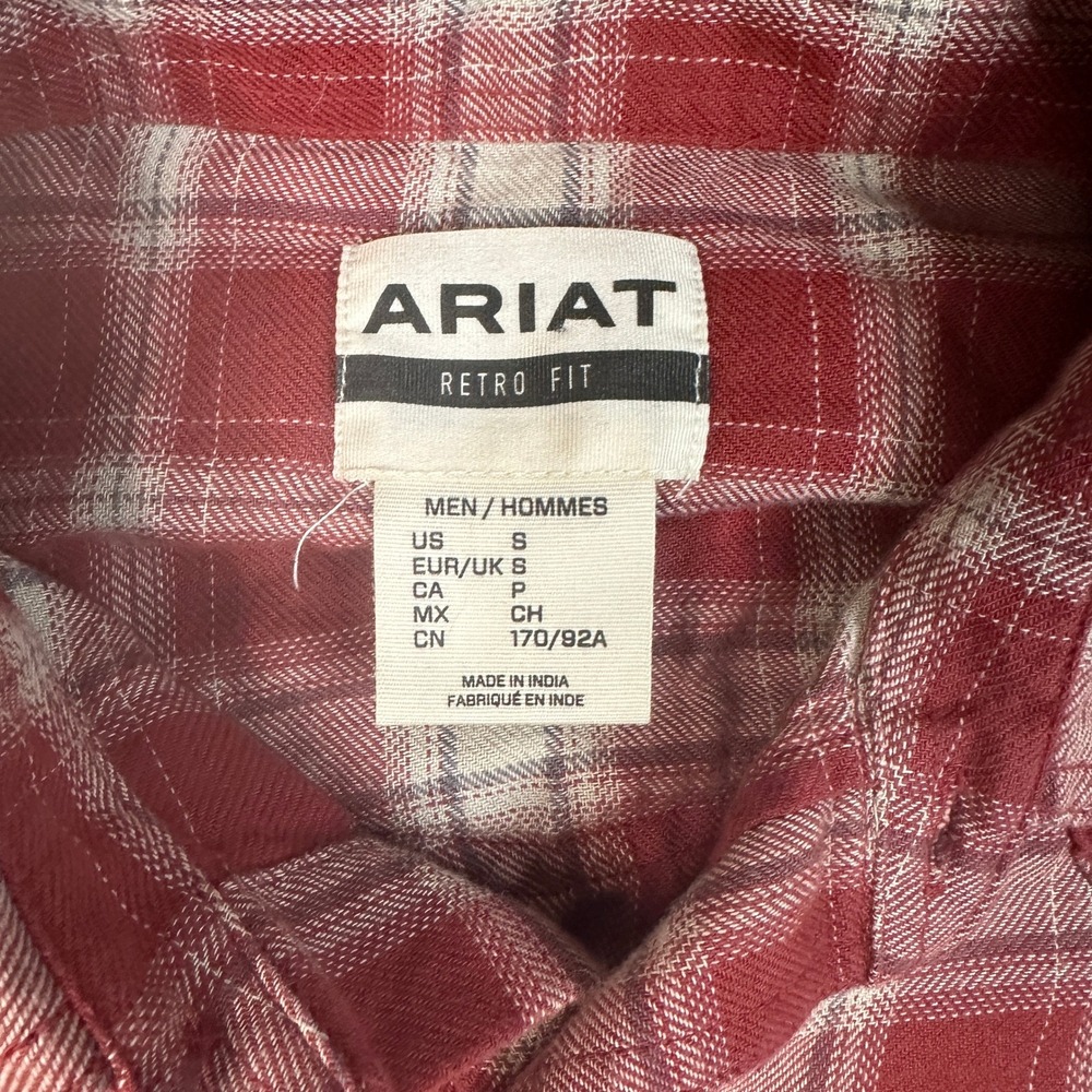 Ariat Mens Holton Retro Fit Red Plaid Snap Front Western Shirt 10046289 S - Picture 4 of 8